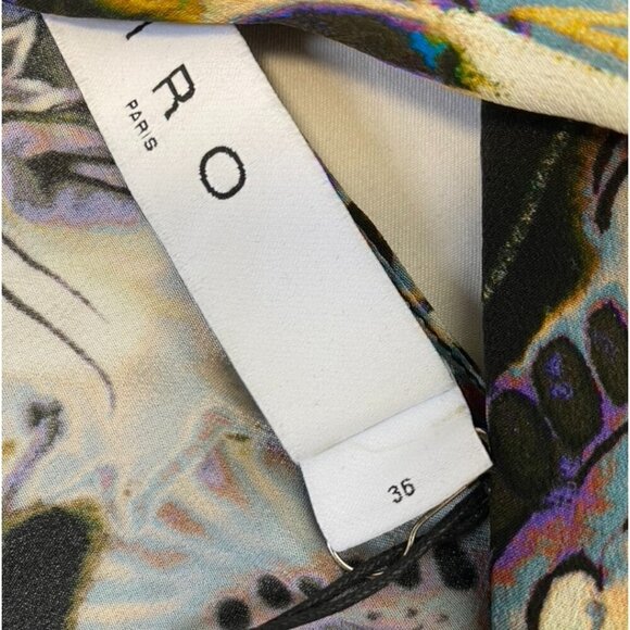 NEW IRO Damie Silk Multicolor Paisley Puff Sleeve Surplice Neckline - Picture 9 of 16